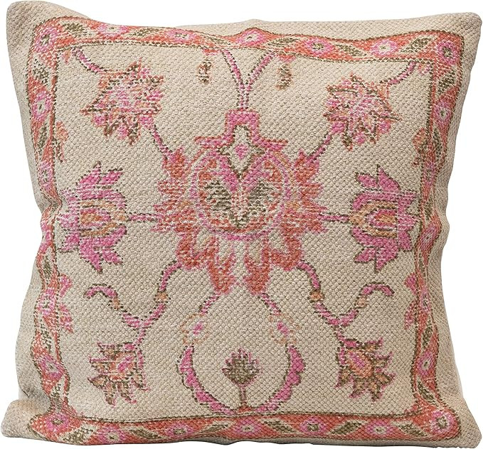 Creative Co-Op Cotton Printed, Multi Color Pillow, 1 Count (Pack of 1) | Amazon (US)