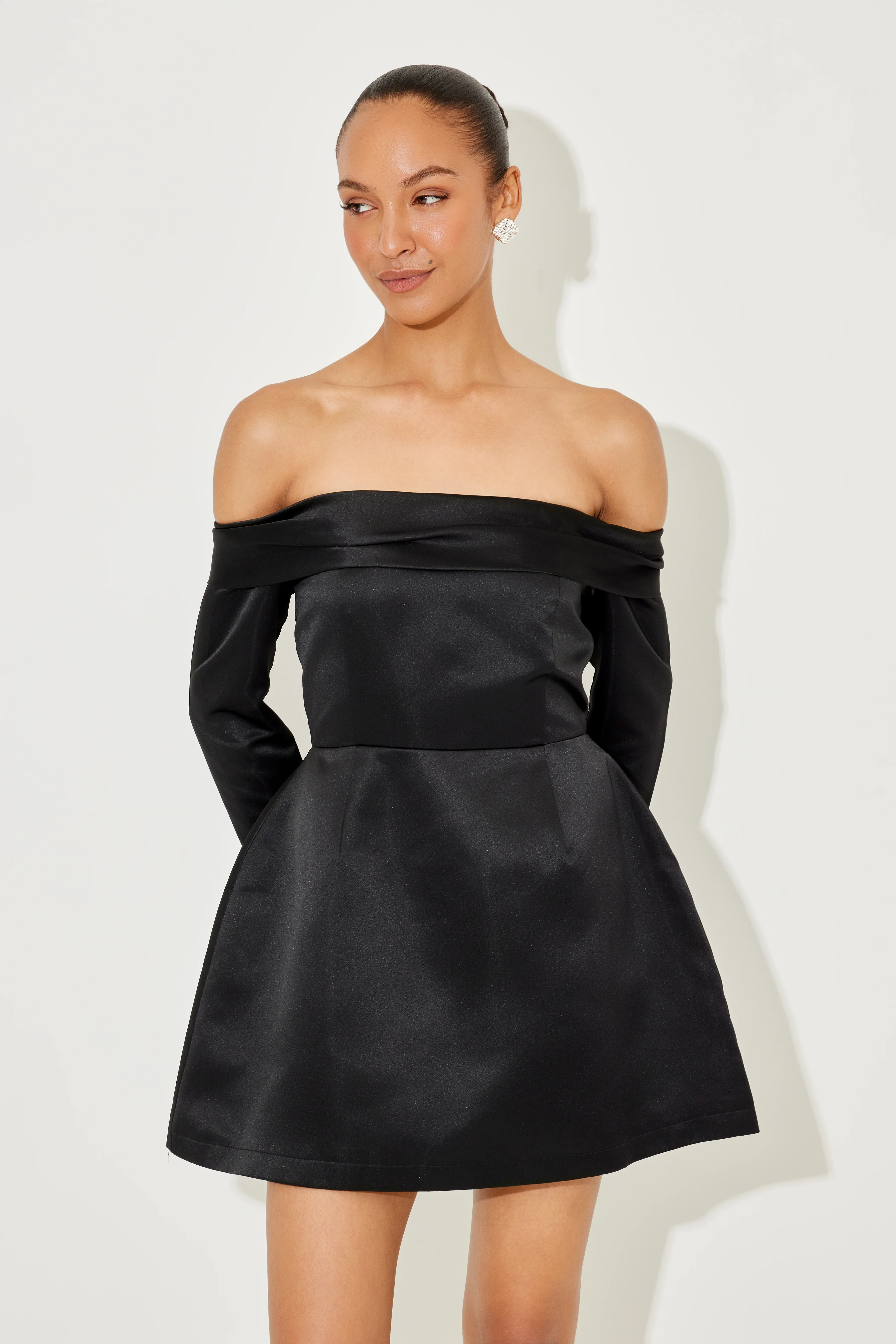 Satin Bardot Mini Dress | Odd Muse