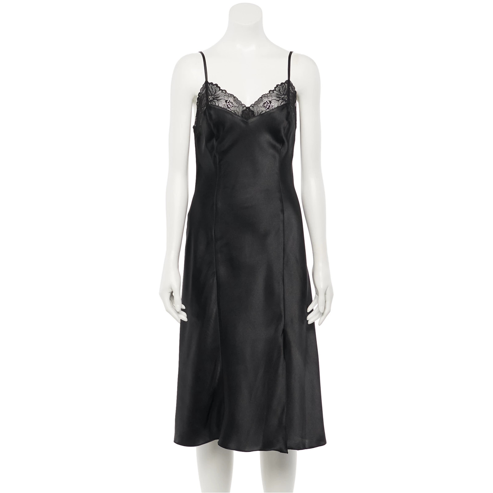 Women's Apt. 9 Solid Midi Nightgown, Size: Small, Black | Kohl's