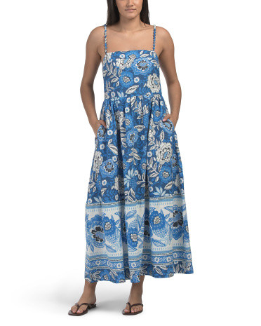 Linen Blend Sleeveless Printed Maxi Dress | TJ Maxx