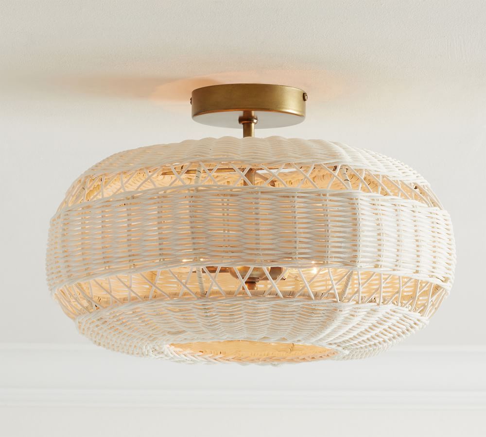 Adrienne Woven Flush Mount, Natural | Pottery Barn (US)