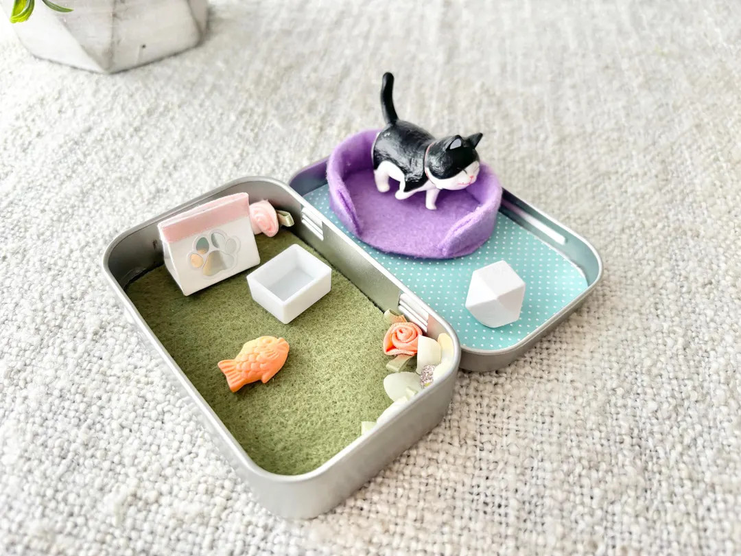 Pocket Pet Cat in a Tin, Miniature Travel Toy for Kids, Small Gift, Stocking Stuffer | Etsy (US)