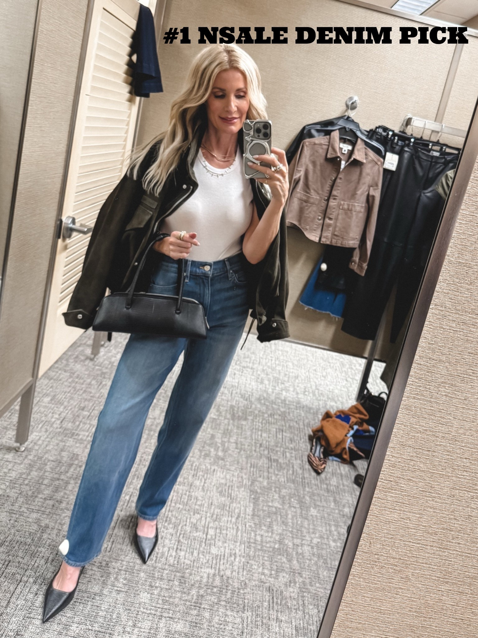 Entire look is part of the Nordstrom Anniversary Sale! 💚 I’m loving this olive green suede bomber jacket by AllSaints paired with my #1 denim pick from the sale—these Veronica Beard high-rise soft barrel jeans. They’re incredibly comfortable, super flattering, and a must-have! I’m wearing an XS in the jacket and a 24 in the jeans.

#LTKootd #LTKOver40 #LTKSaleAlert