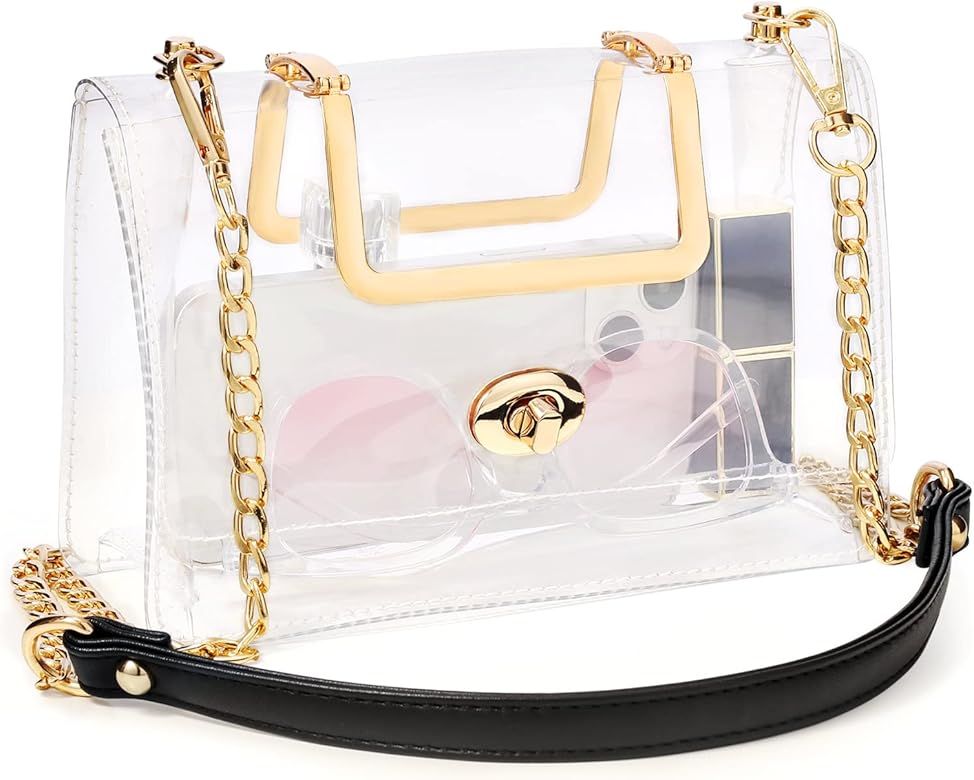 BS-VOG Clear Purse for Women Stadium Approved, Clear Crossbody Bag, Small Cute Clutch Handbag for... | Amazon (US)