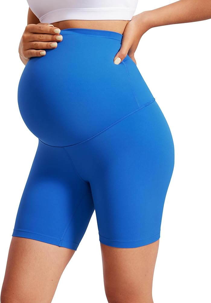 CRZ YOGA Womens Butterluxe Maternity Biker Shorts Over The Belly 6" - Pregnancy Yoga Workout Acti... | Amazon (US)