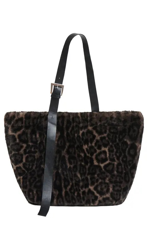 Apparis Esti Leopard Pluche™ Faux Fur Tote in Dark Leopard at Nordstrom | Nordstrom