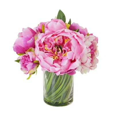 Pink Peony Bouquet in Acrylic Glass Water Vessel | Wayfair North America