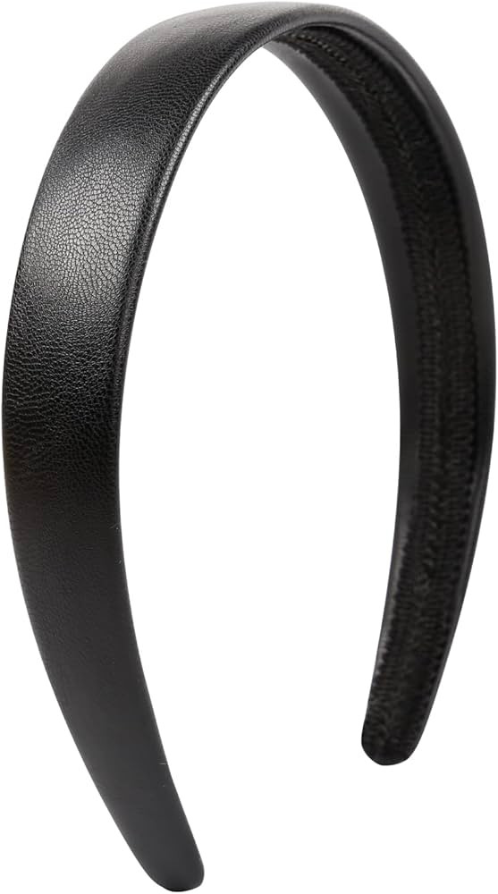 WOVOWOVO Black Leather Headband 1 Inch for Women and Girls Hairbands Head Bands Non Slip | Amazon (US)