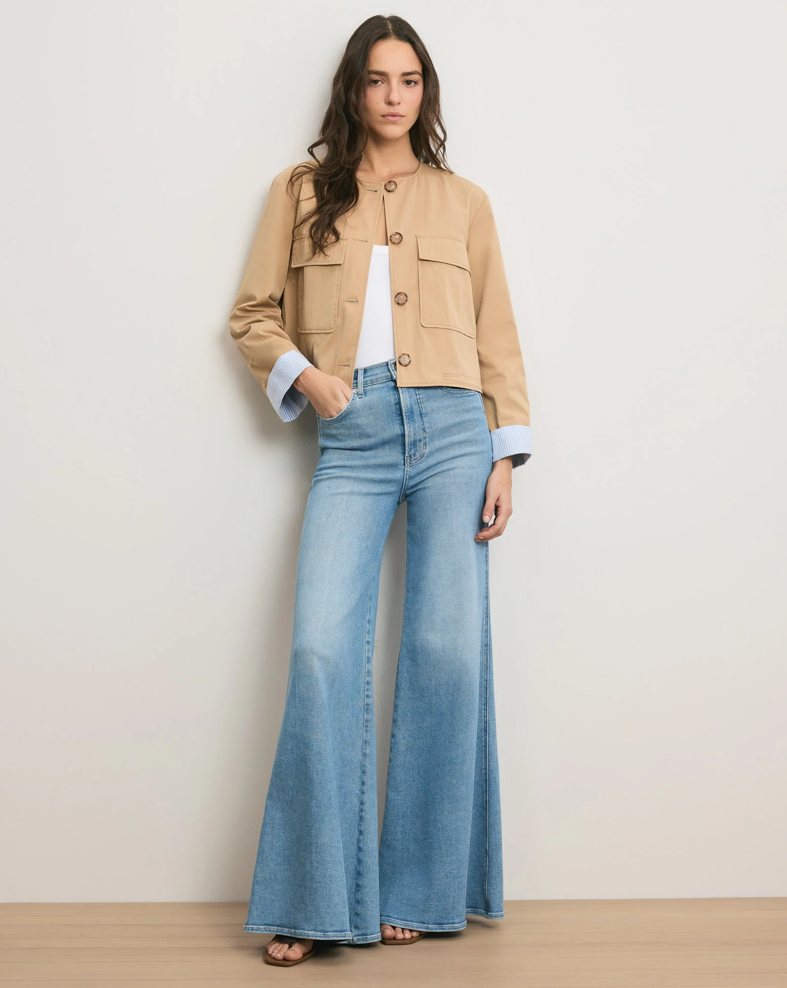 Gala Cropped Utility Jacket in Khaki | Veronica Beard | Veronica Beard