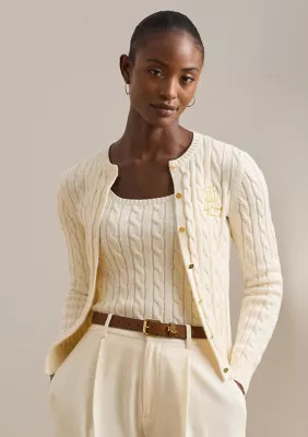 Lauren Ralph Lauren Petite Cable Knit Cotton Cardigan | Belk