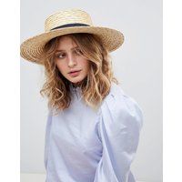 ASOS Natural Straw Easy Boater Hat with Size Adjuster - Beige | Mankind