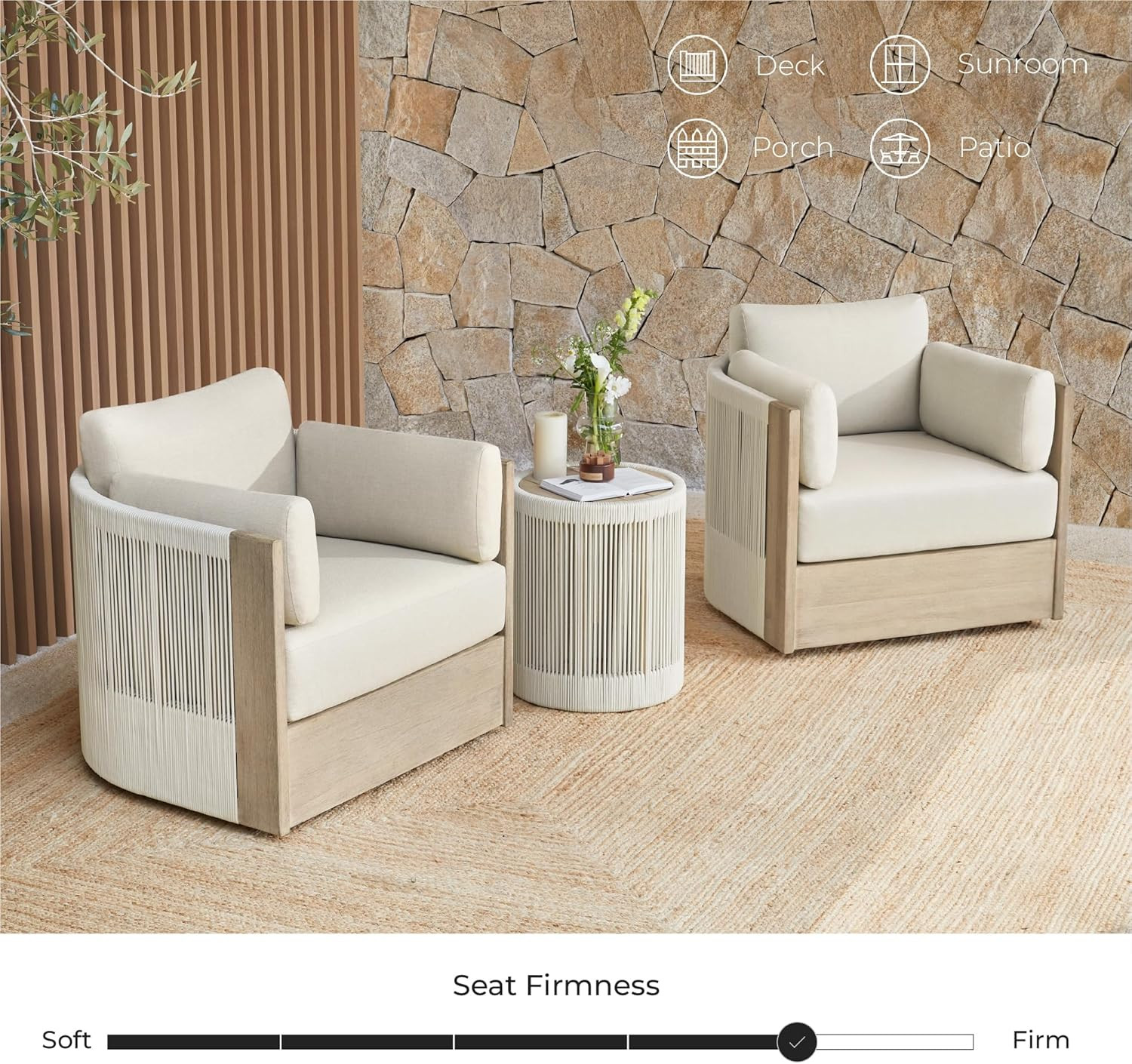 CHITA Boho Patio Rattan 360° Swivel Chair, Outdoor Wicker Furniture with 7.9″ Thickened Cushio... | Amazon (US)