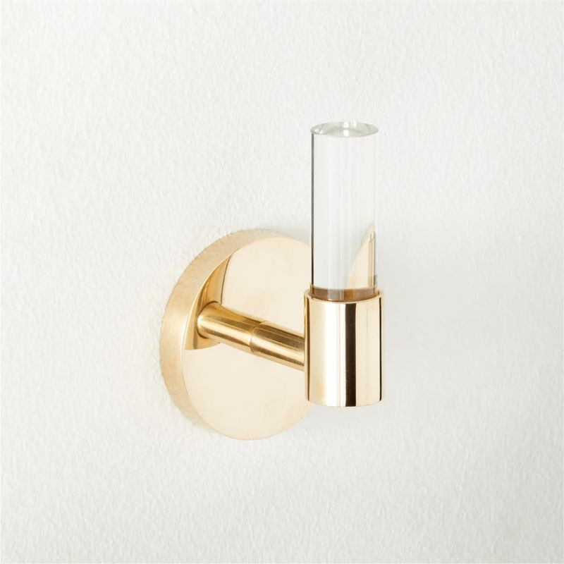 Flynn Modern Crystal Unlacquered Brass Hook + Reviews | CB2 | CB2