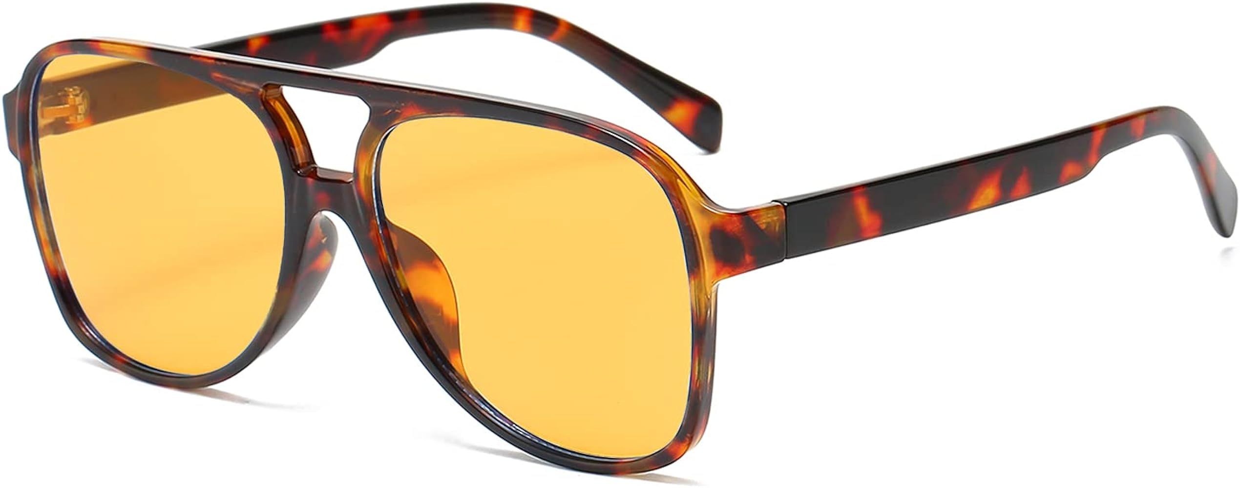 Retro Trendy Aviator Sunglasses 70s Cool Oversized Vintage Unisex 100% UVA/UVB Protection | Amazon (US)