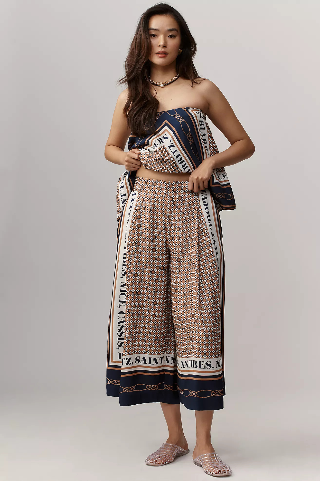 Maeve Printed Pleated A-Line Culottes | Anthropologie (US)