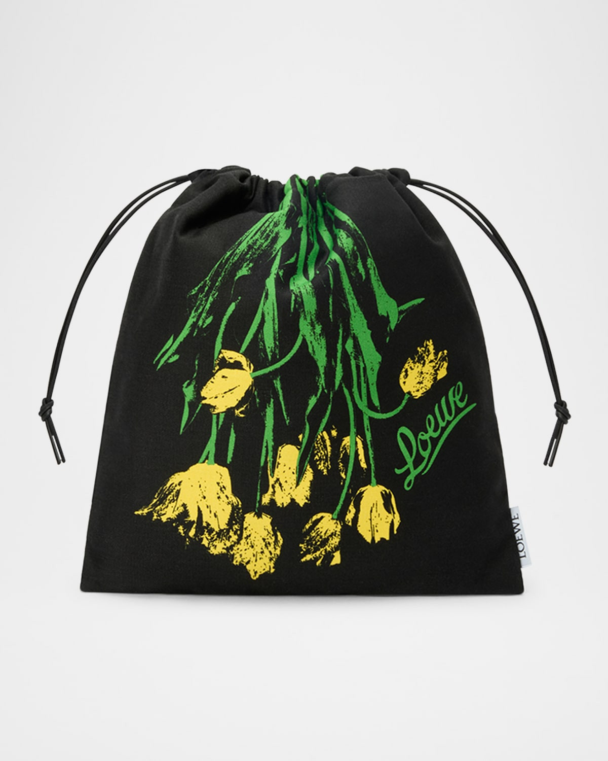 x Paula's Ibiza Small Tulip Drawstring Pouch Bag in Cotton and Linen | Neiman Marcus