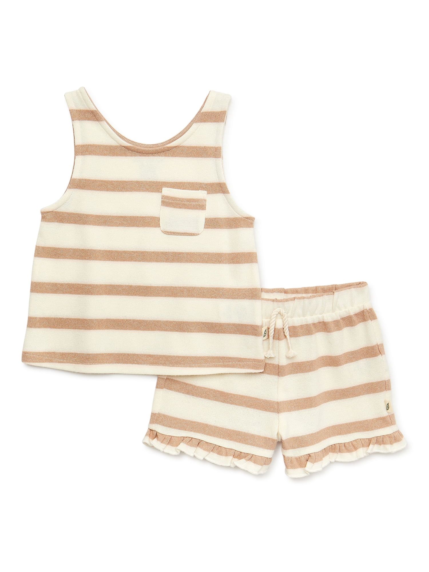 easy-peasy Baby and Toddler Girls Pocket Tank Top and Ruffle Short Sets, 2-Piece, Sizes 12M-5T | Walmart (US)