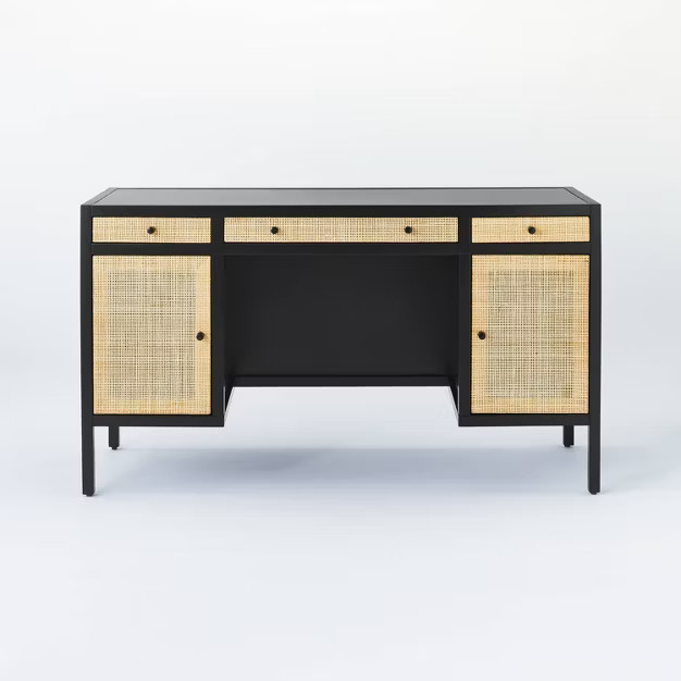 Springville Wood Executive Desk with Drawers Black - Threshold™ designed with Studio McGee | Target