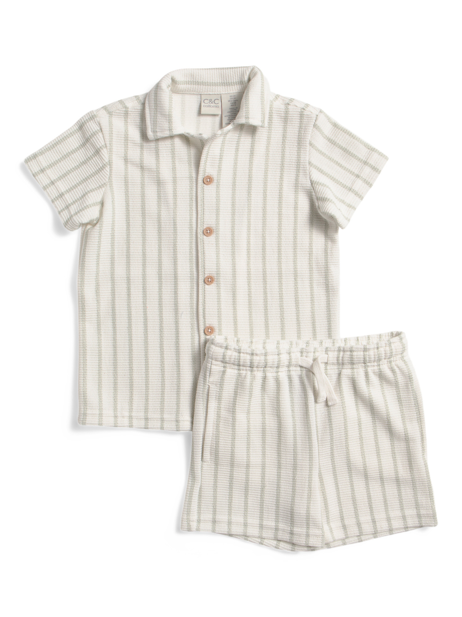 Toddler Boys 2pc Crochet Button Up Shorts Set | TJ Maxx