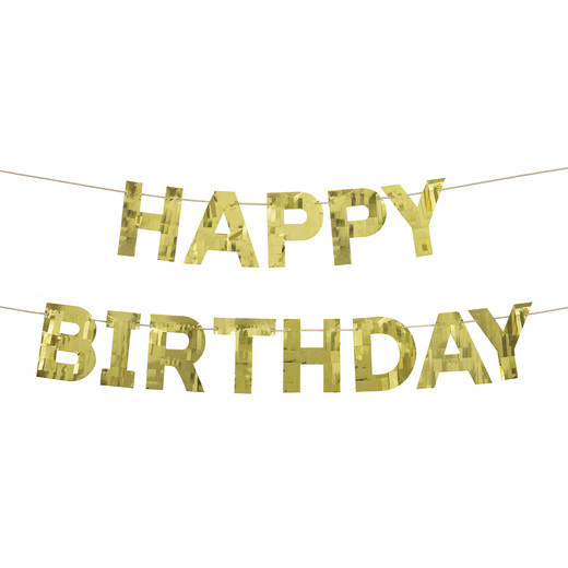 'happy birthday' gold fringe banner | Five Below
