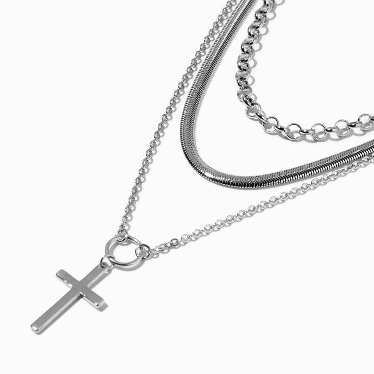 Silver-tone Cross Chain Multi-Strand Necklace | Claire's (US)