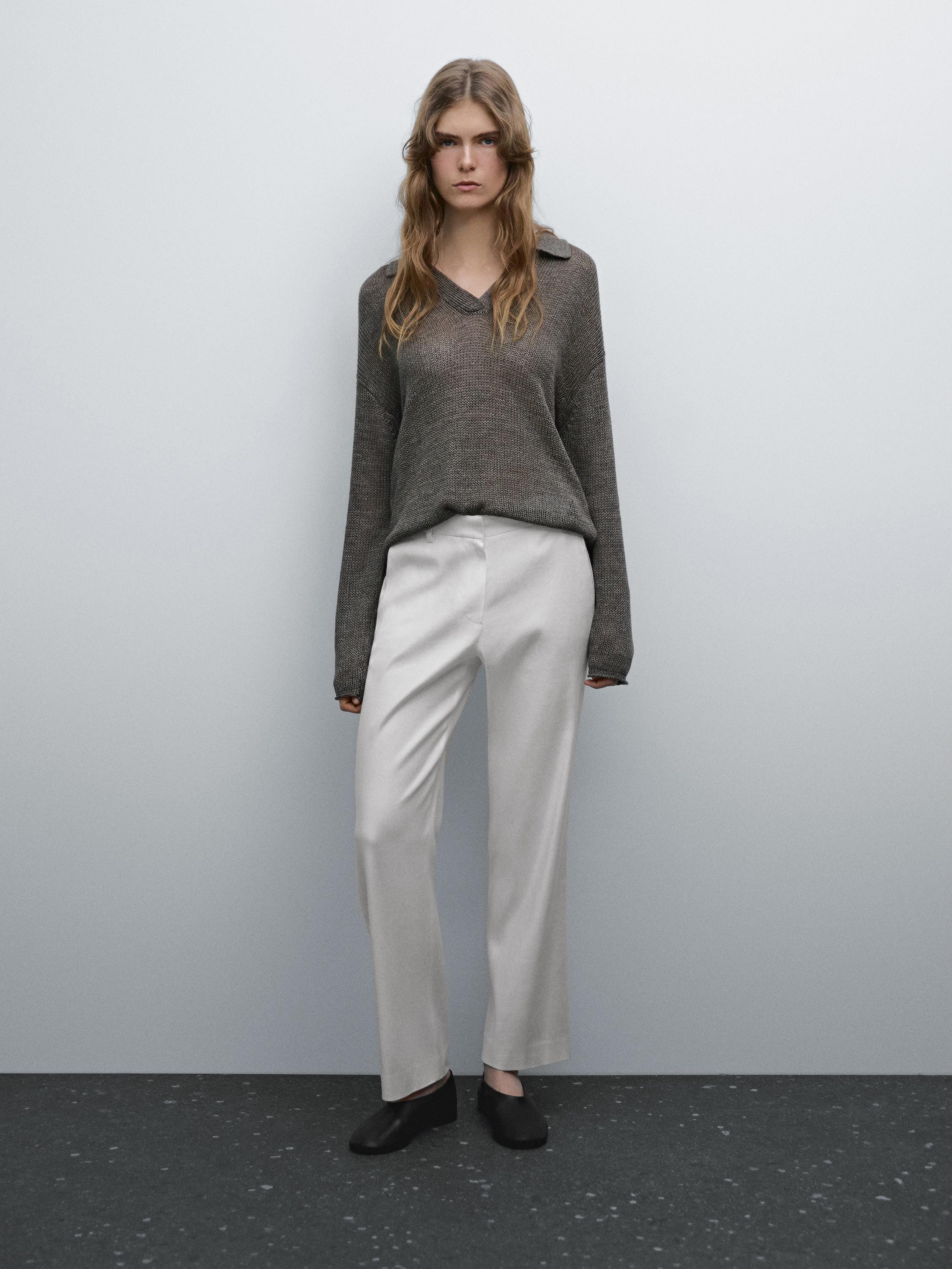 Stretch trousers with linen | Massimo Dutti US