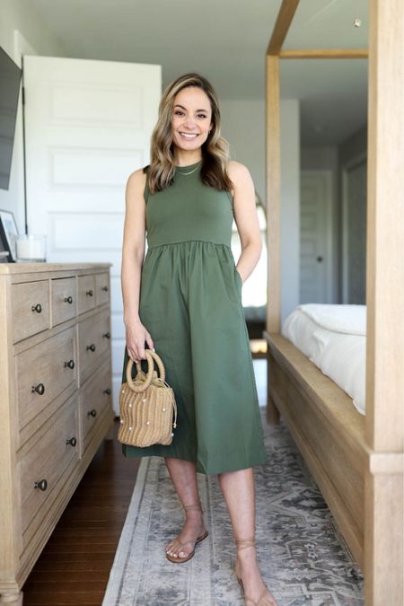 Petite-friendly spring and summer dress! 

Dress in petite xxs: dress has a stretchy top and the bottom is cotton poplin. True to size! 
Sandals: size up if in between sizes 

#LTKSeasonal #LTKstyletip
