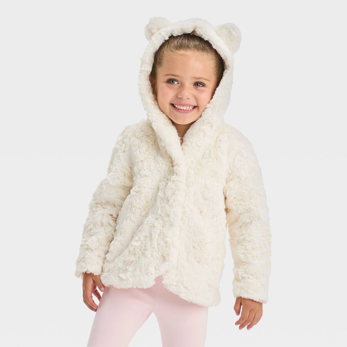 Toddler Faux Fur Bear Jacket - Cat & Jack™ Off-White | Target