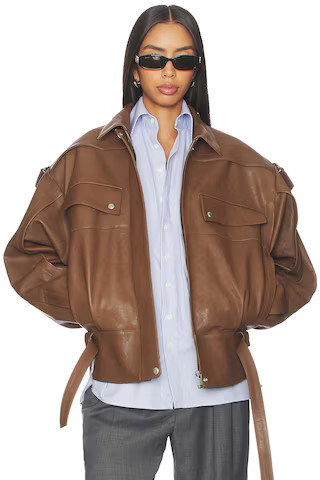 Belted Leather Bomber Jacket | Revolve Clothing (Global)