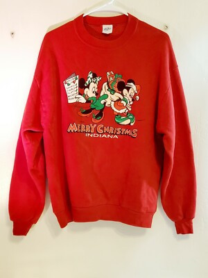 Velva Sheen Mickey And Minnie Mouse "Merry Christmas Indiana" Sweatshirt Vintage | eBay US