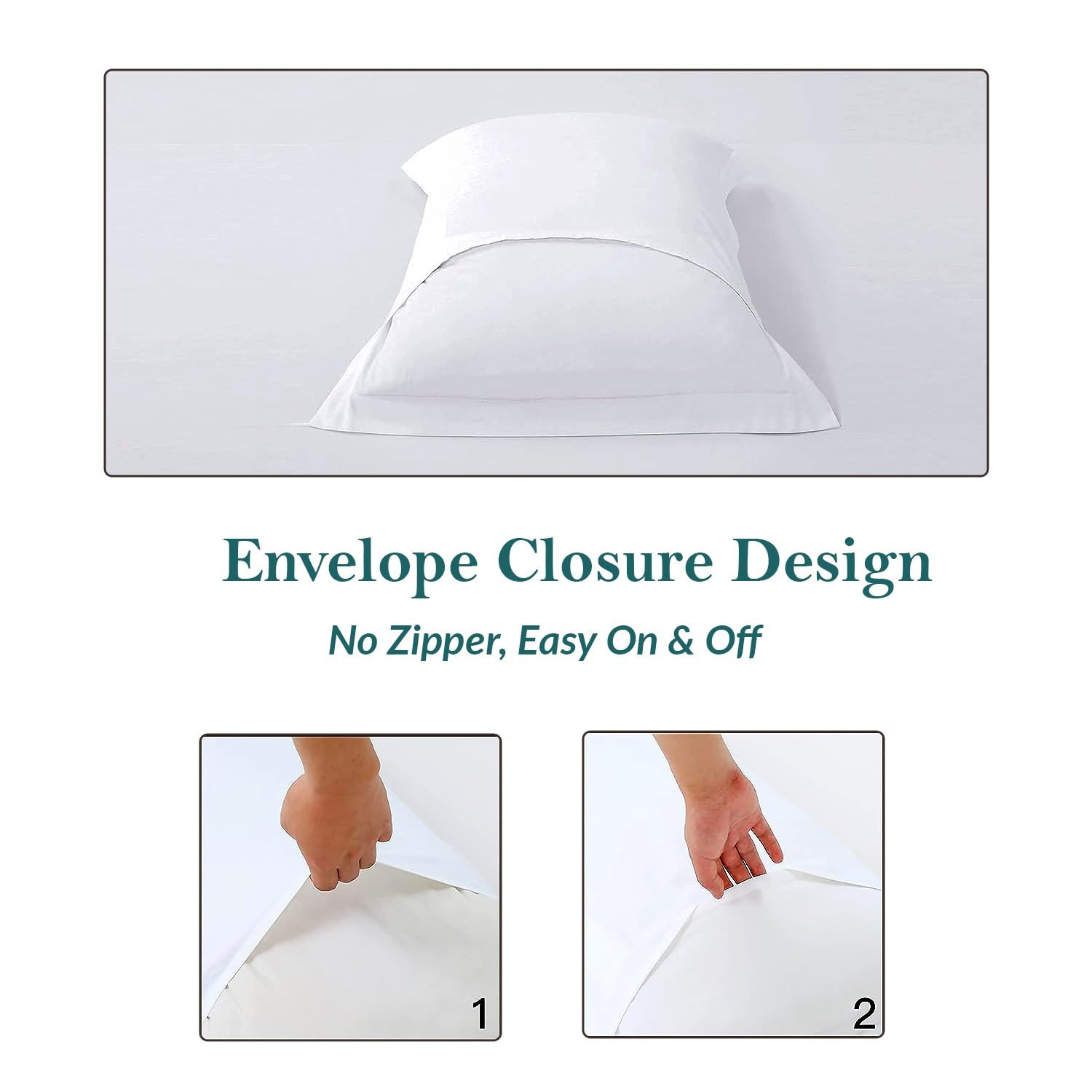 Standard Pillow Shams Set of 2 White Pillow Shams Standard Size 20x26 Pillow Covers 100% Egyptian... | Amazon (US)