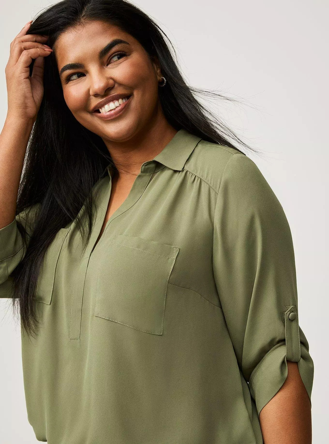 Harper 3/4 Sleeve Collared Blouse | Torrid (US & Canada)