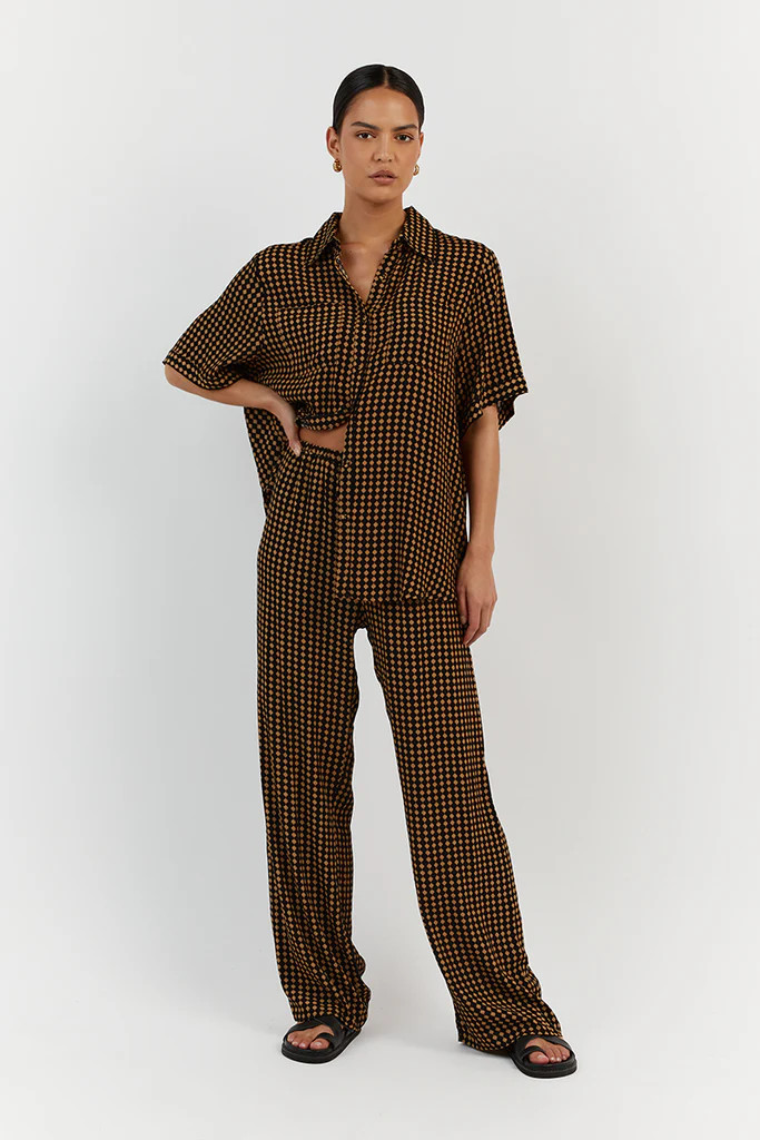 MILA CARAMEL DRAWSTRING PANT | DISSH