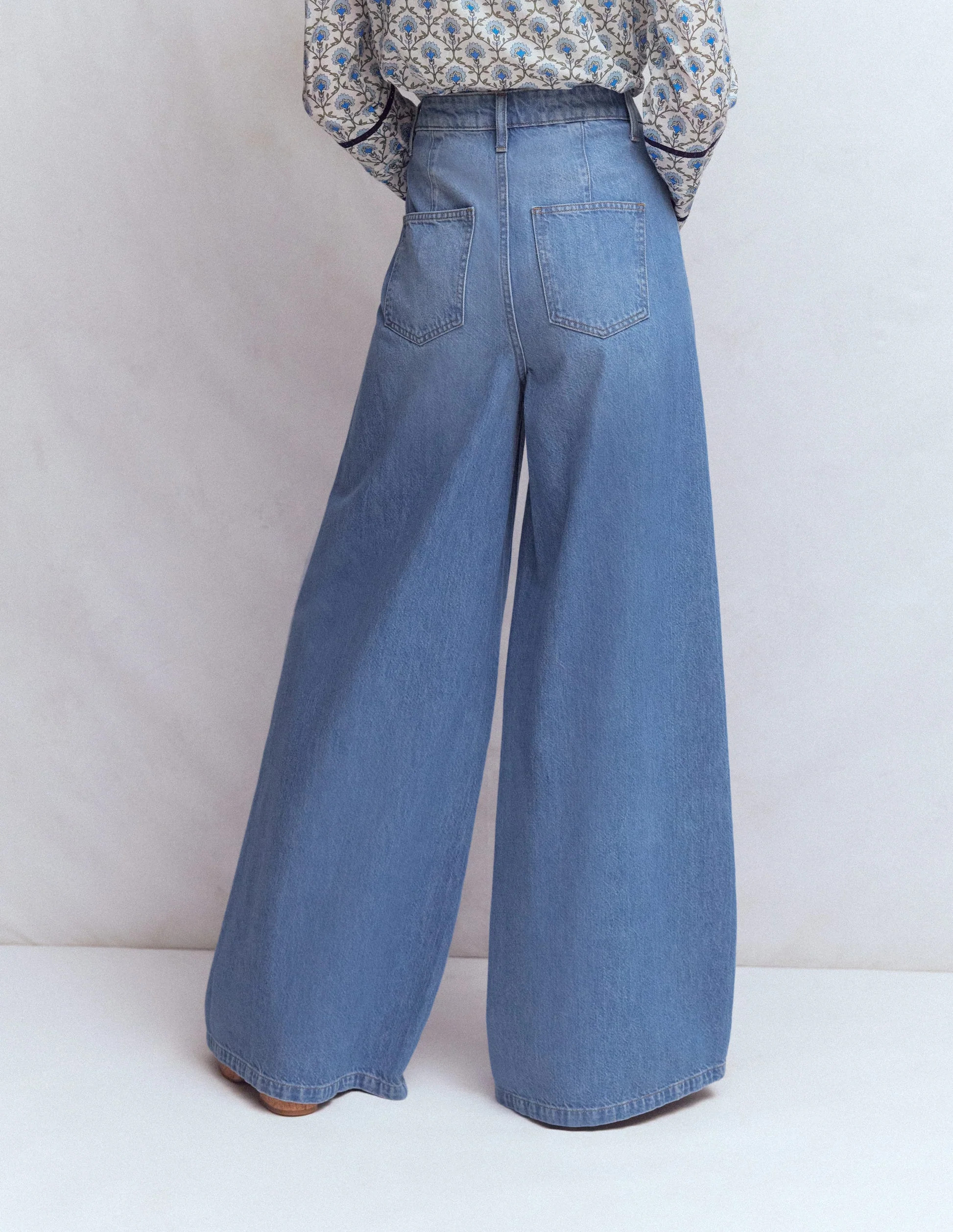 High Rise Palazzo Jeans-Light Wash | Boden (US)
