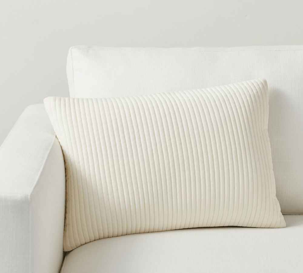 Quilted Velvet Lumbar Pillow Cover | Pottery Barn (US)