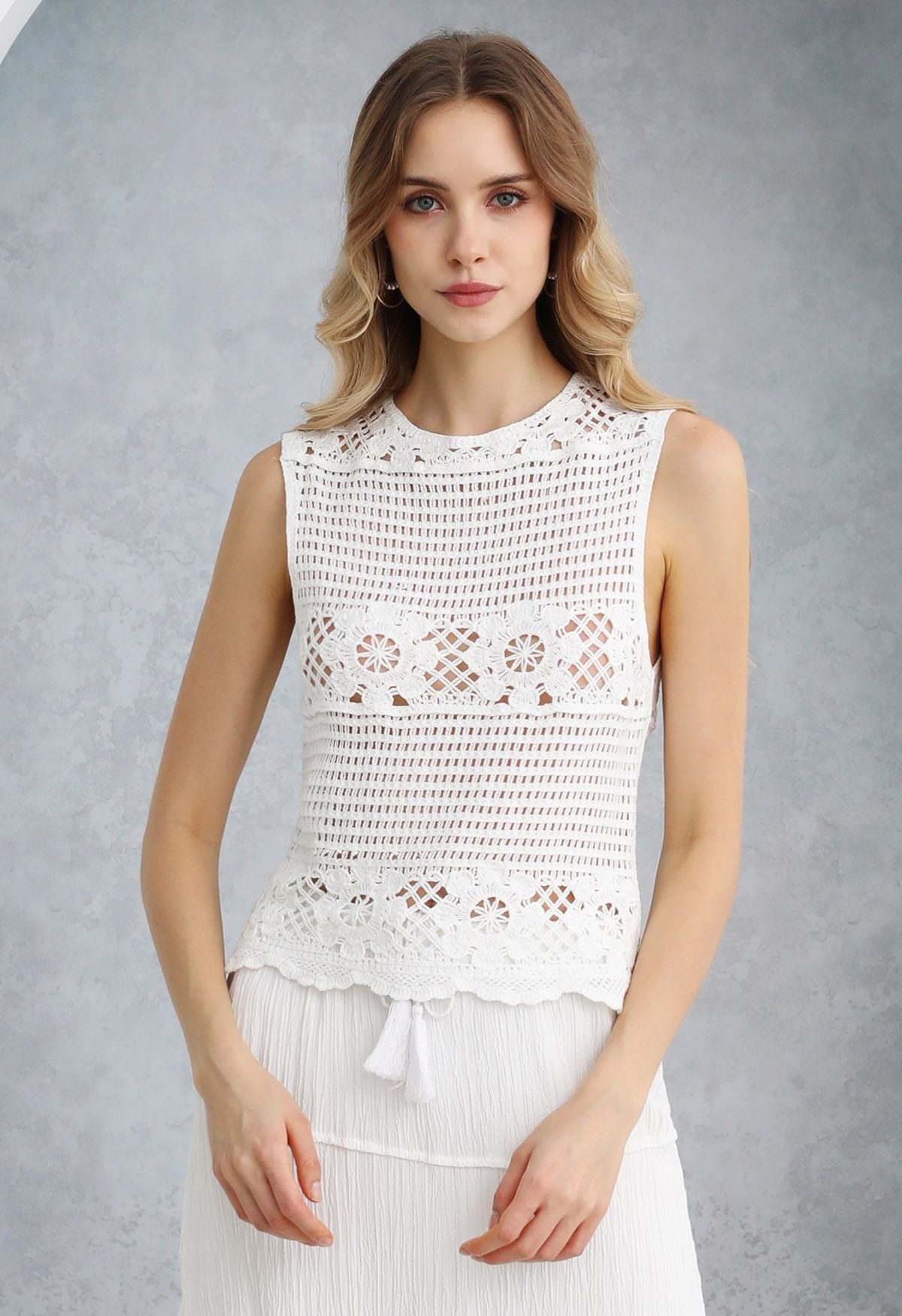 Fantastic Openwork Crochet Sleeveless Top | Chicwish