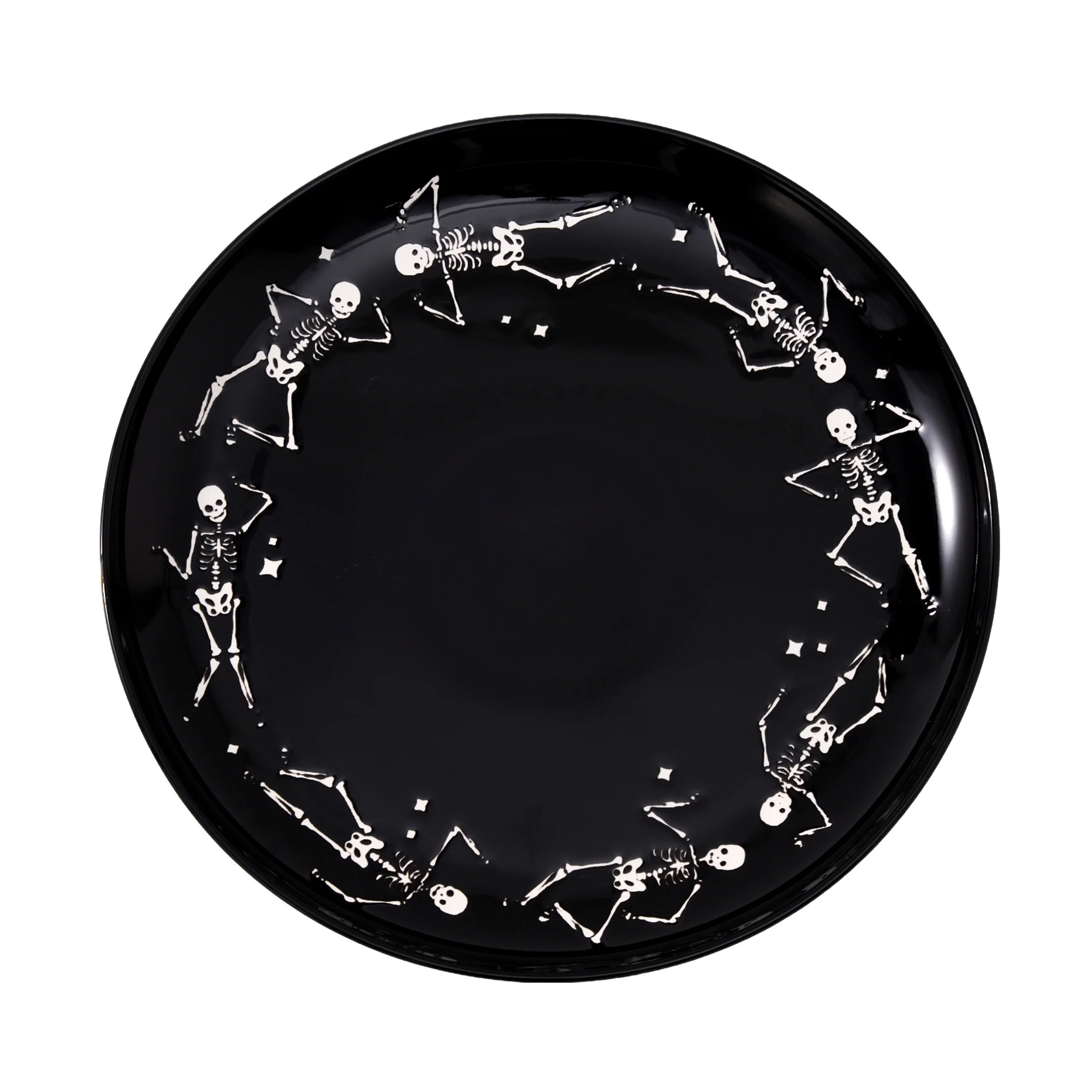 Way to Celebrate Halloween Ceramic Dancing Skeletons Round Serving Tray | Walmart (US)