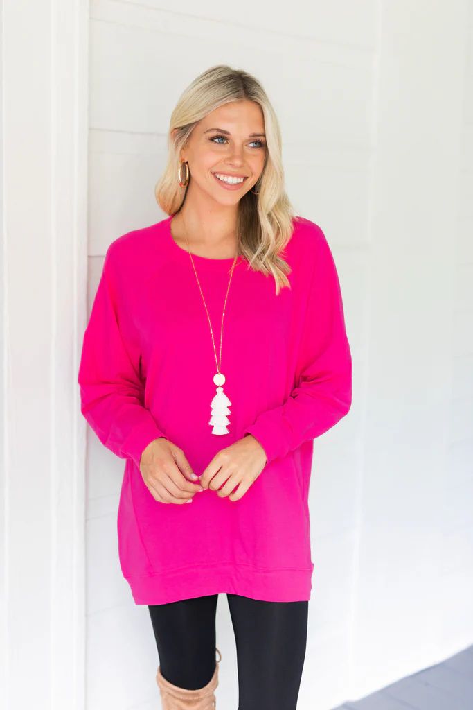 Slouchy Dolman Fuchsia Pink Long Sleeve Tunic | The Mint Julep Boutique