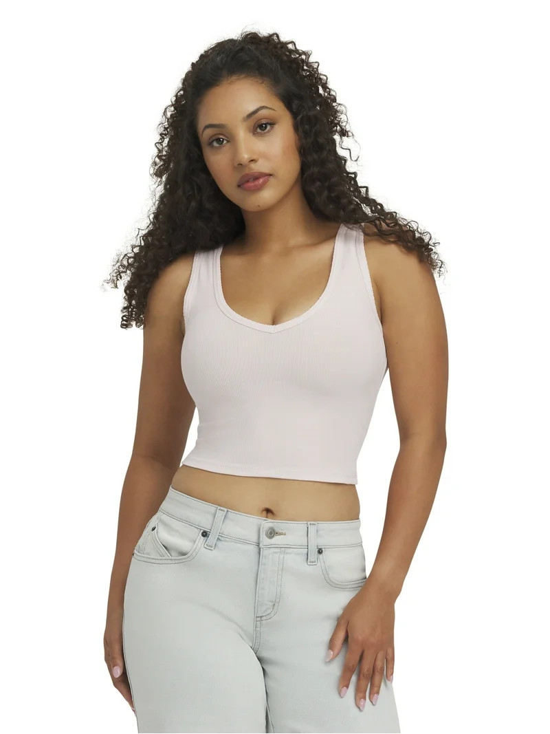 Mills by Millie Bobby Brown Women's Sleeveless Rib Deep V-Neck Tank Top, Sizes XXS-XXL | Walmart (US)