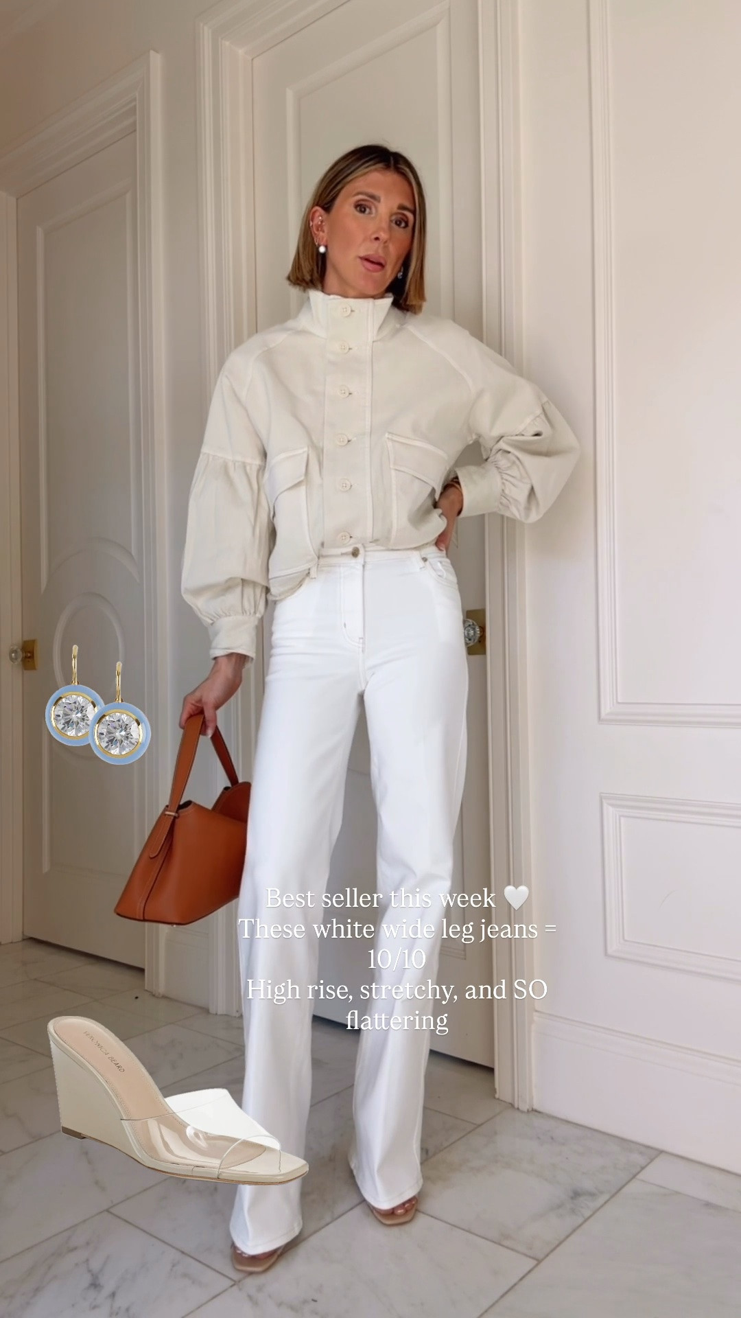 BEST SELLER this week 🤍
These white wide leg jeans = 10/10
High rise, stretchy, and SO flattering

I'm 5'7 wearing size 25 and they fit true to size.

#LTKsummer #LTKjeans