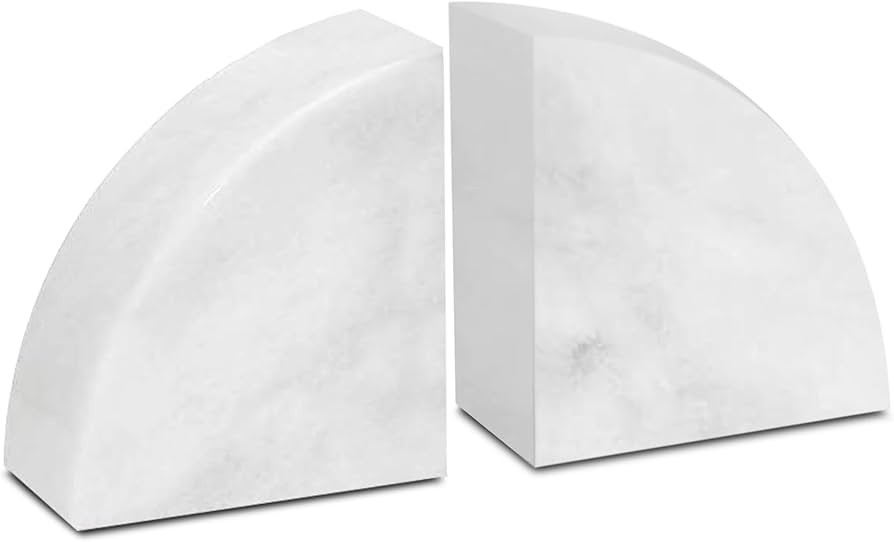 Modern Wedge Shaped Marble Bookends – Hand Carved, Polished Stone Bookends w/Non Slip Rubber Pa... | Amazon (US)
