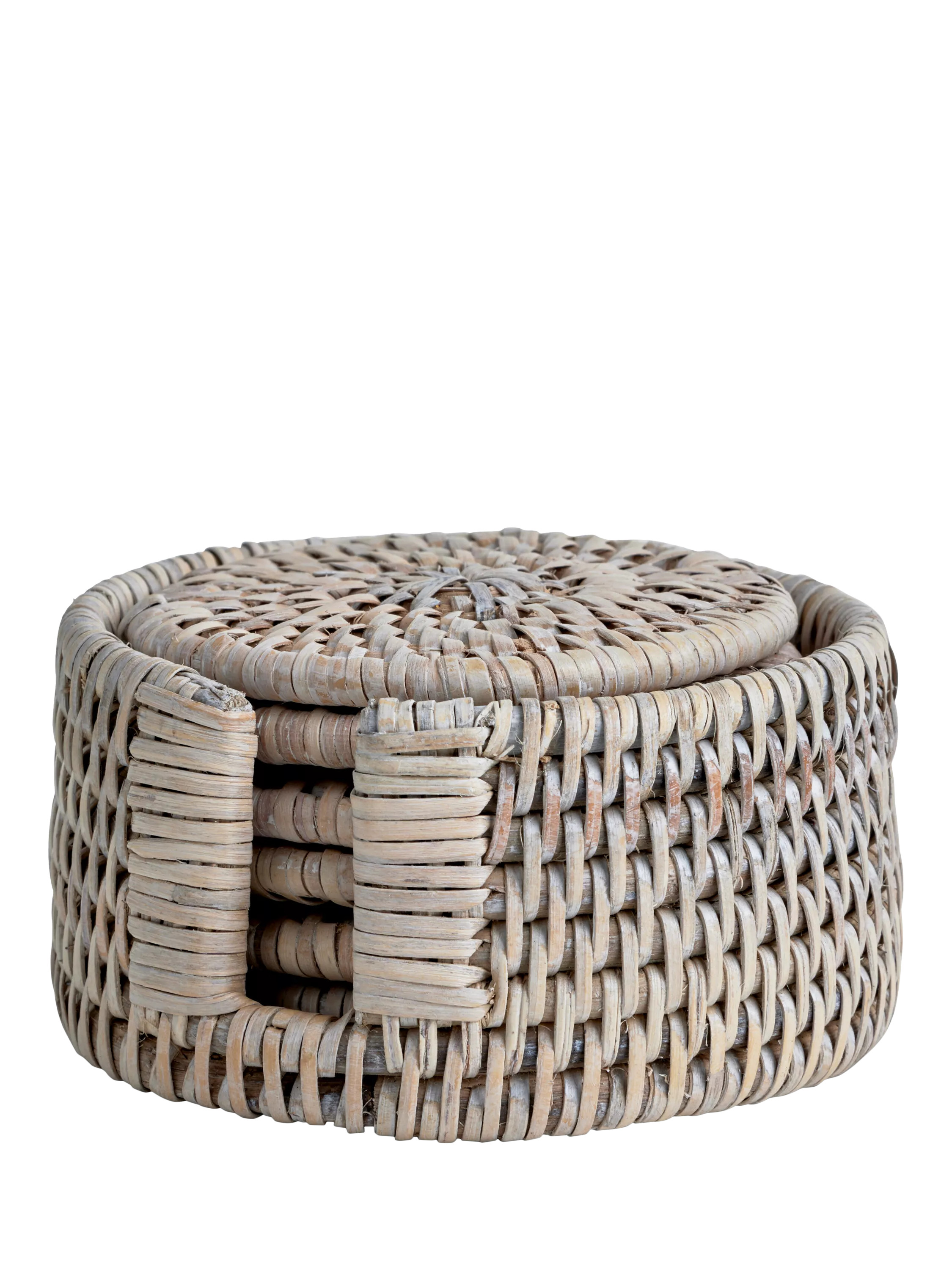 Ashcroft Rattan Round Coasters & Holder, Set of 6 | John Lewis (UK)