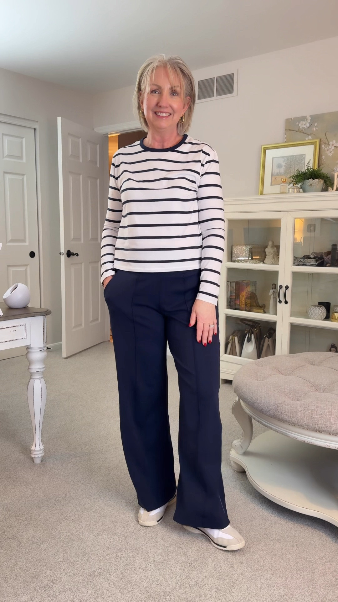 Yeah, this outfit is modern but it’s also comfortable. This is how I LIVE! I’m wearing my normal size medium in the pants and I’ve order the green ones, too! I’m wearing my usual medium in the top for a perfect fit  

#LTKWatchNow #LTKOver40 #LTKMidsize