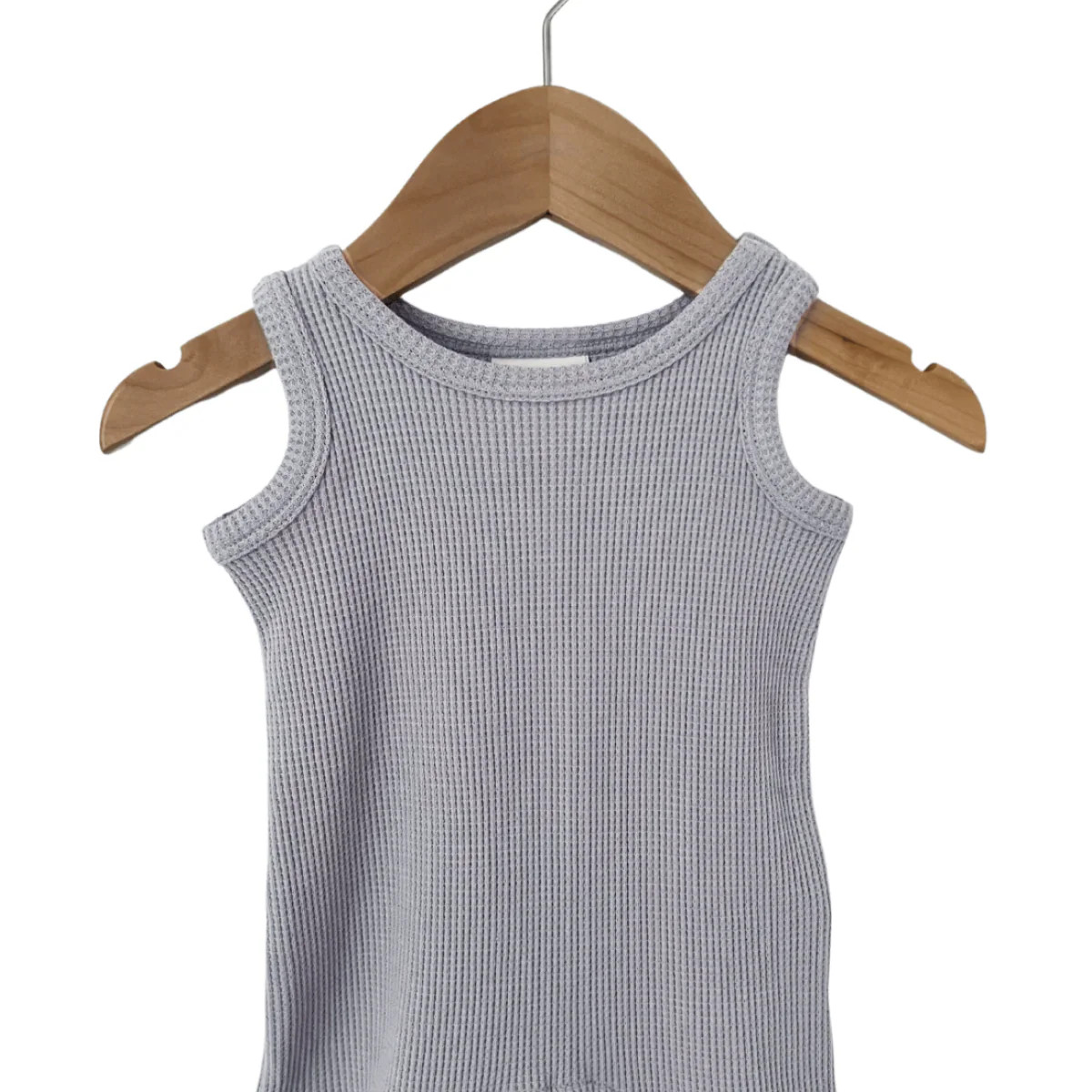 Organic Waffle Shortie Romper, Silver | SpearmintLOVE