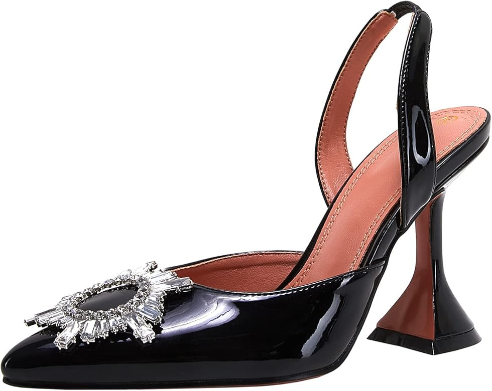 VETASTE Women's High Heel Crystal Slingback Pumps Pointed Toe Strappy Triangle Heeled Party Weddi... | Amazon (US)
