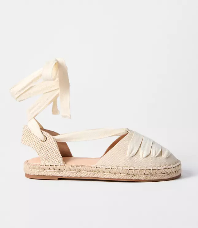 Eyelet Lace Up Espadrille Flats | LOFT