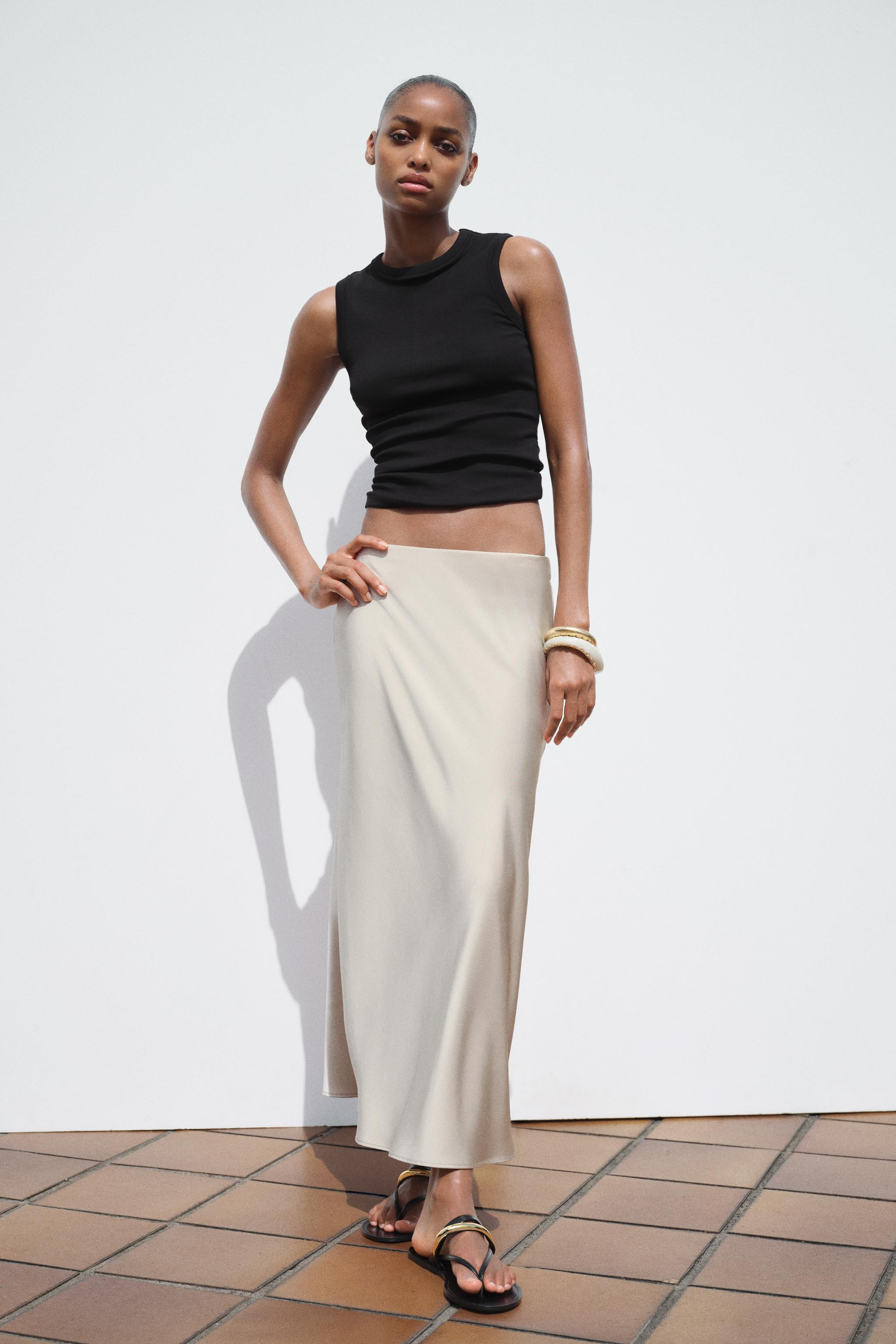 SATIN MIDI SKIRT | Zara Canada
