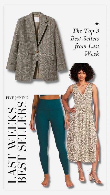 Last weeks best sellers // plaid blazer, sun dress, ribbed leggings 