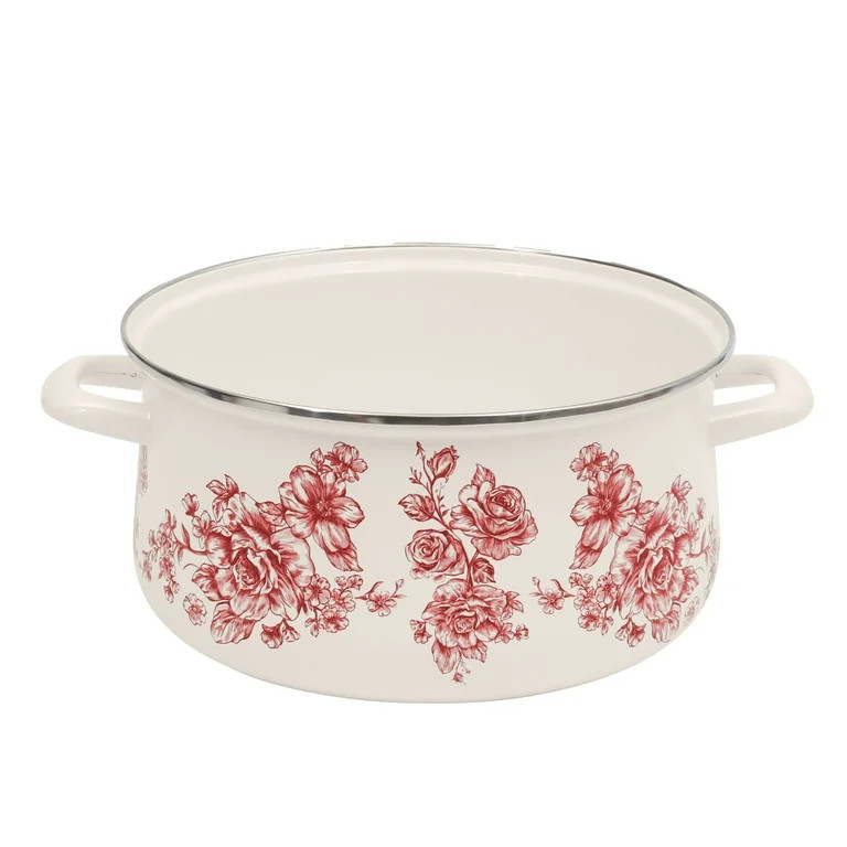 The Pioneer Woman Agatha 6.4-Quart Enamel on Steel Dutch Oven with Lid, Red | Walmart (US)