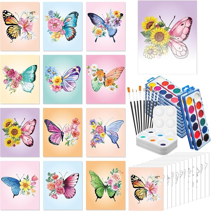 Ctosree 12 Sets Pre Drawn Canvas Kit for Painting Adults Sip and Paint Kit Art Pre Printed Canvas... | Amazon (US)
